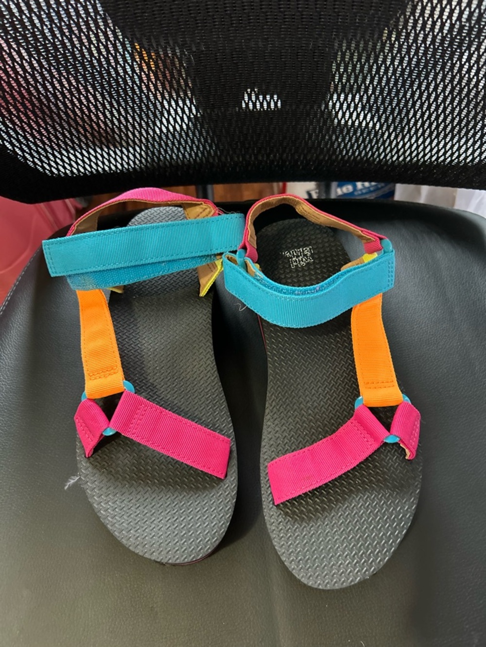 wild fable Multicolor Teal Pink Orange Strappy Sandals
